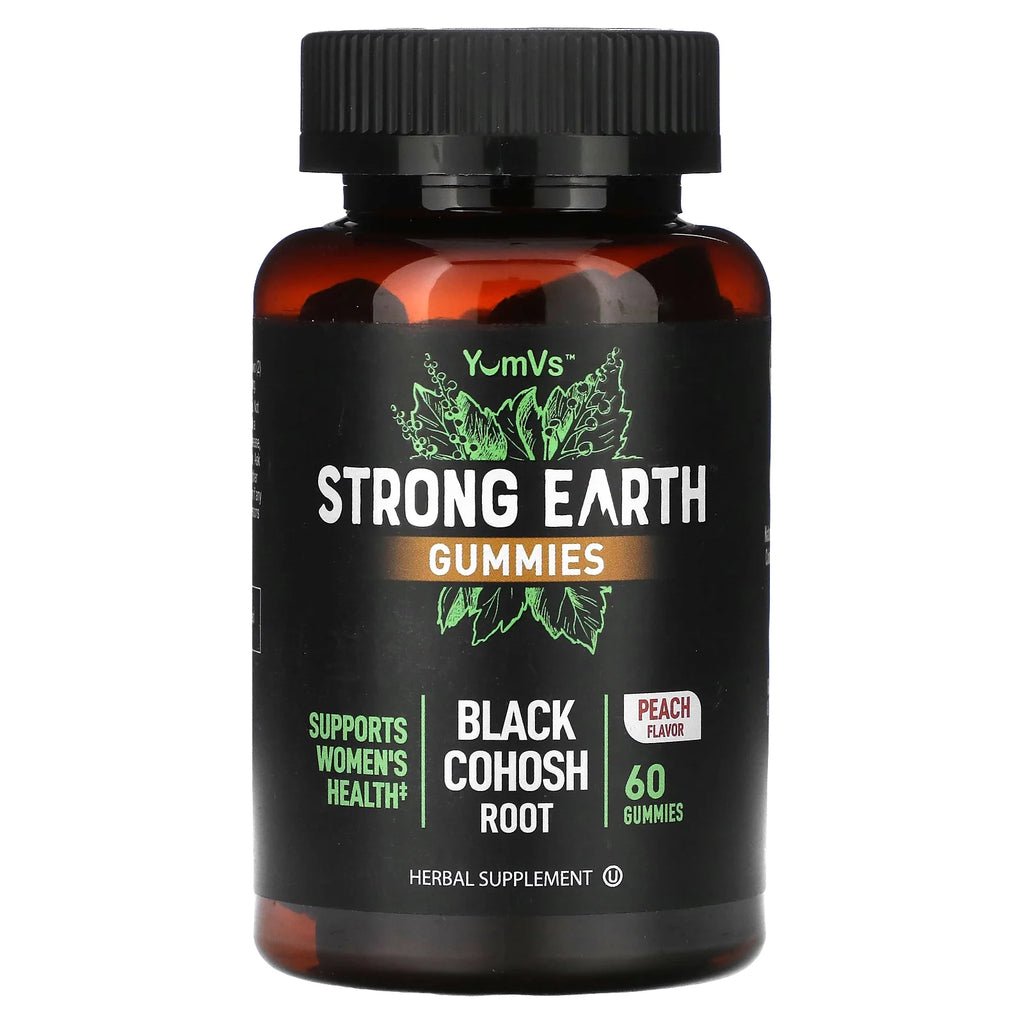 Yum V’S Kosher Strong Earth Black Cohosh Root Gummies - Peach Flavor 60 Gummies