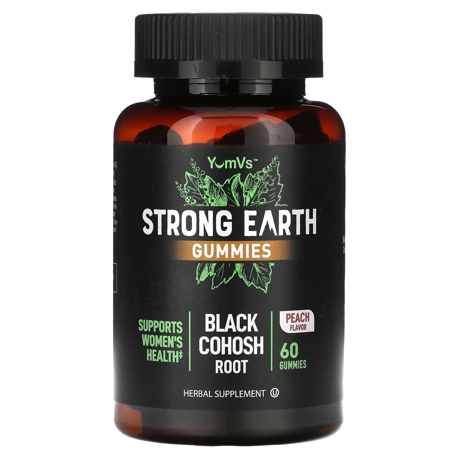 Yum V’S Kosher Strong Earth Black Cohosh Root Gummies - Peach Flavor 60 Gummies