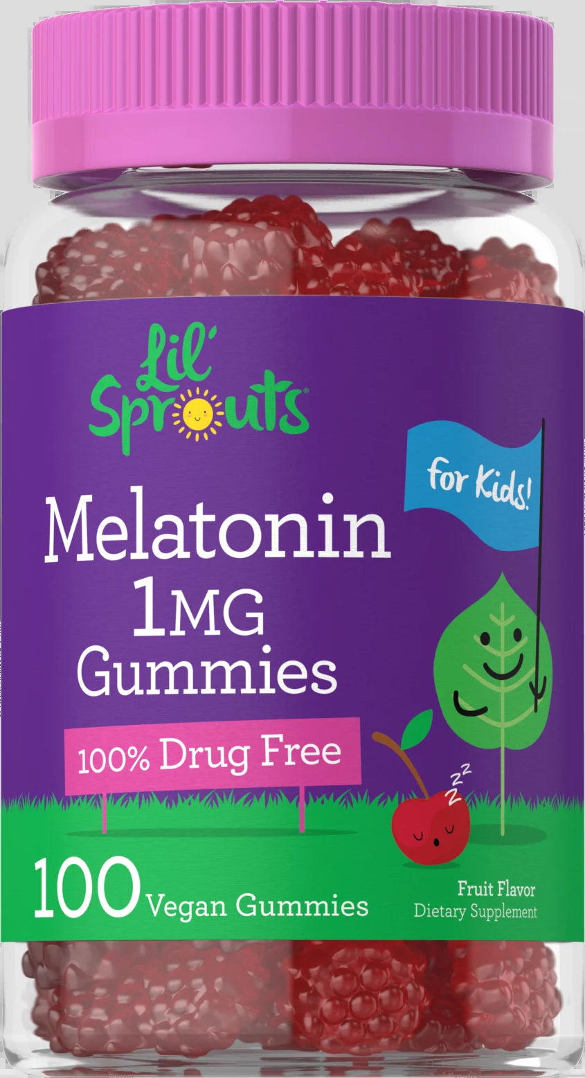 Kids Melatonin Gummies | 1 Mg 100 Count | Fruit Flavor Gummy | Vegan, Non-Gmo, Gluten Free | Lil Sprouts by
