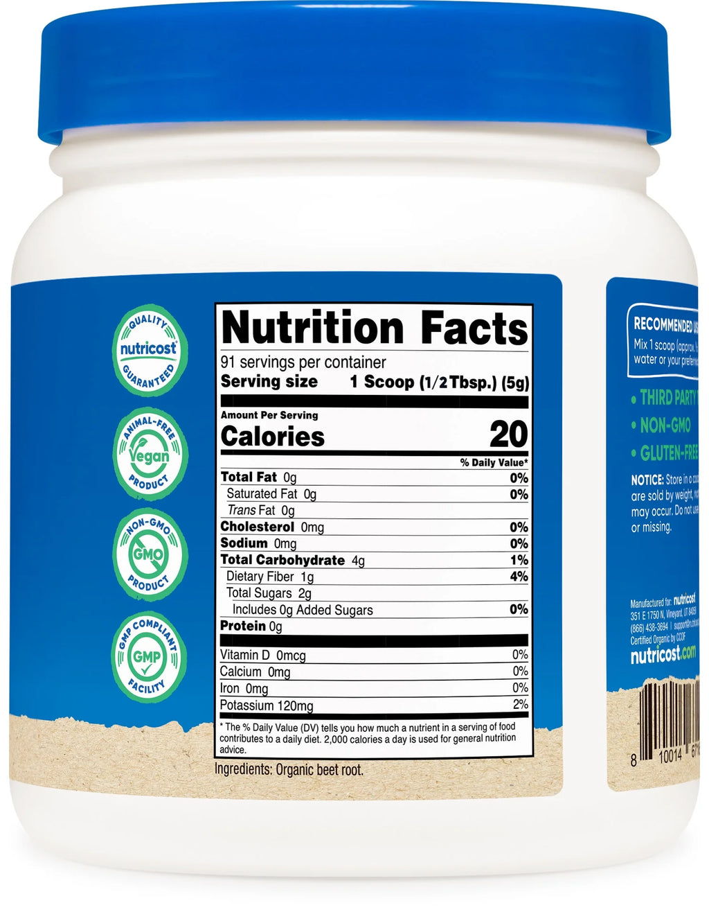 Organic Beet Root Powder 1 Lb - Certified USDA Organic Supplement