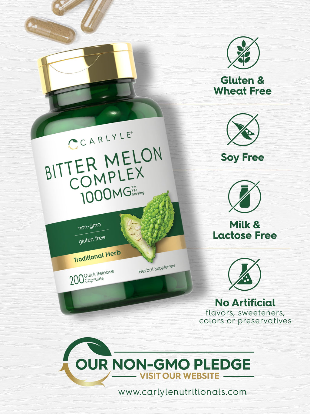 Bitter Melon Capsules | 200 Count | Complex Supplement | by