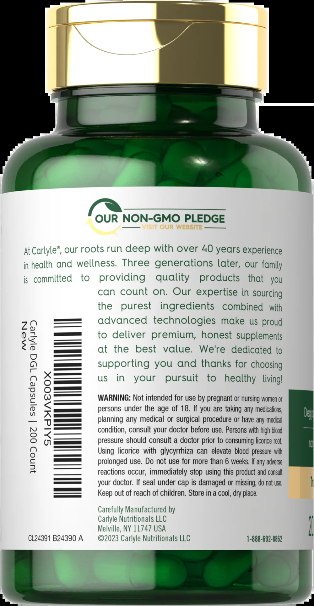 DGL Deglycyrrhizinated Licorice Capsules | 200 Count | 4000Mg | by