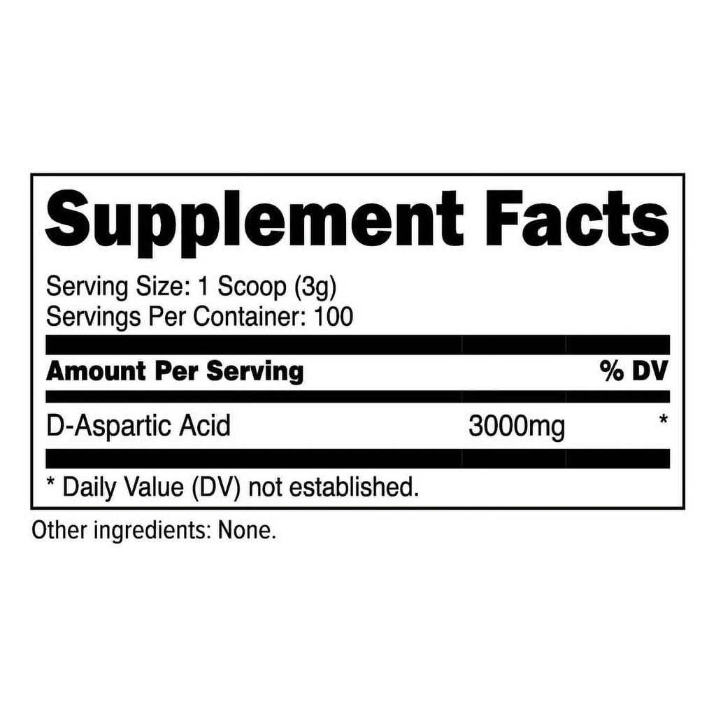 Supplement D-Aspartic Acid Powder 300 Grams, 100 Servings