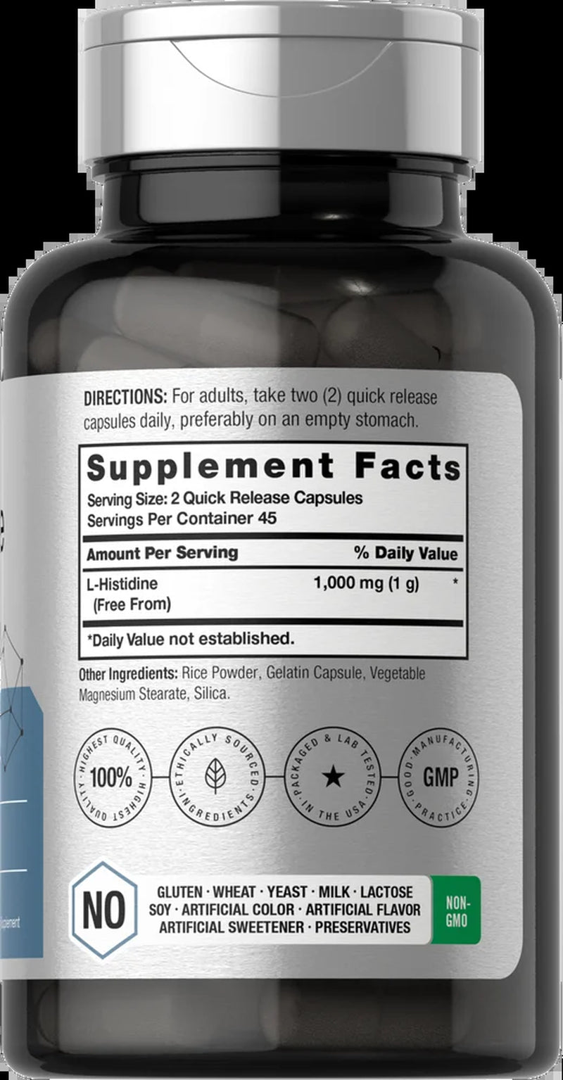 L Histidine 1000Mg | 90 Capsules | Pharmaceutical Grade | by