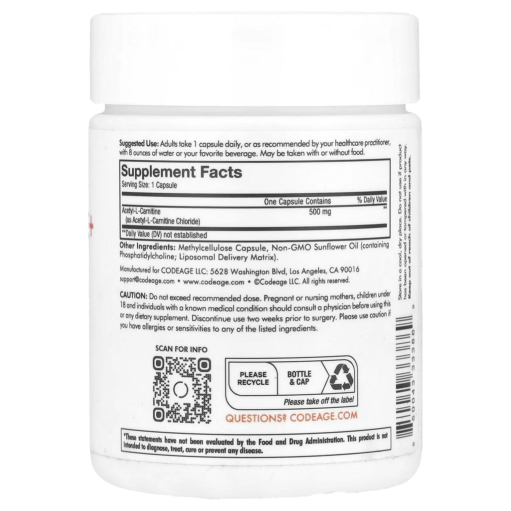 Liposomal Acetyl L-Carnitine+, 500 Mg, 90 Capsules