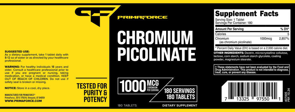 Chromium Picolinate 1000Mcg, 180 Tablets, Supplement