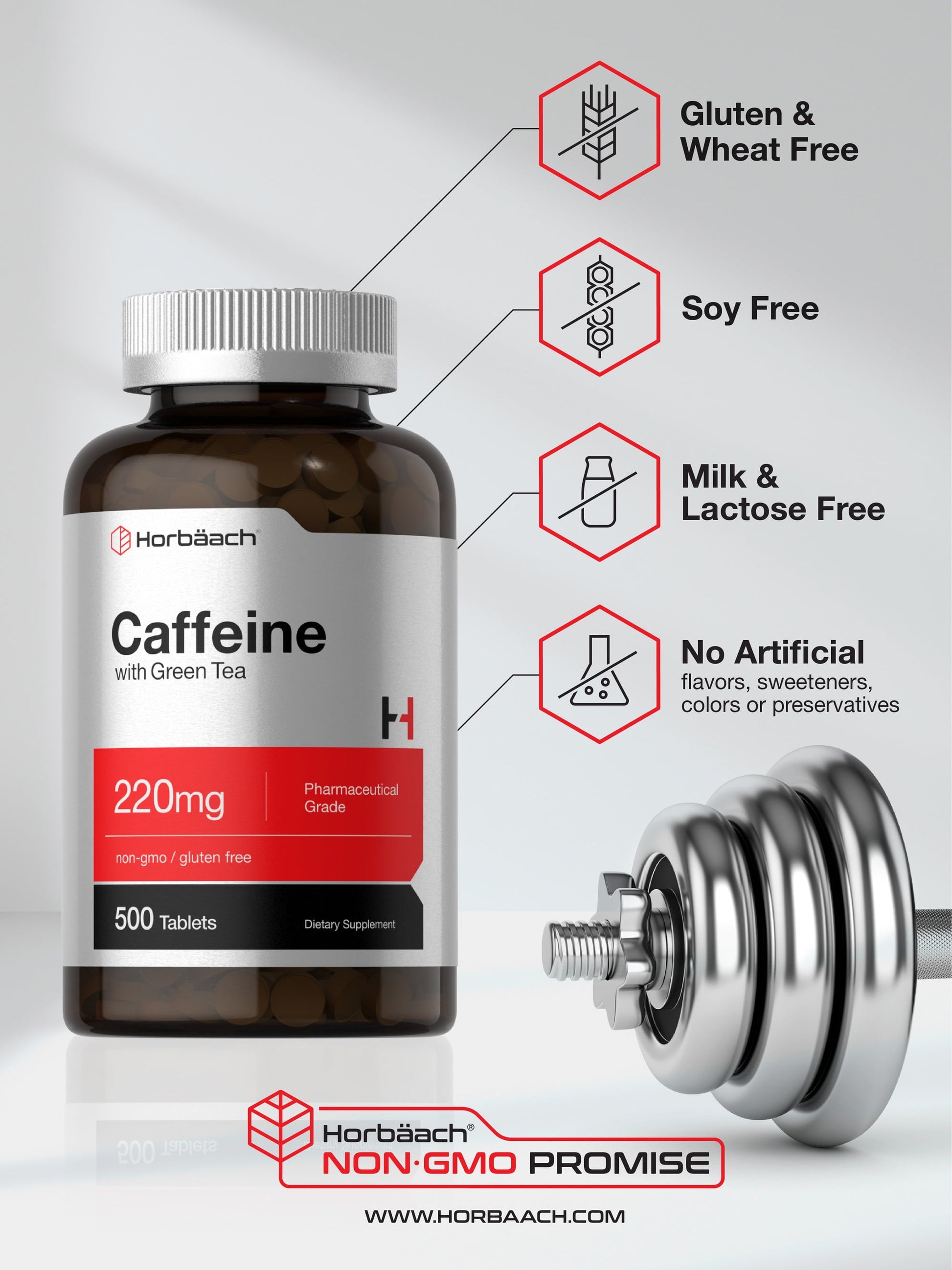 Caffeine Pills 220Mg with Green Tea | 500 Vegetarian Tablets for Men and Women | by