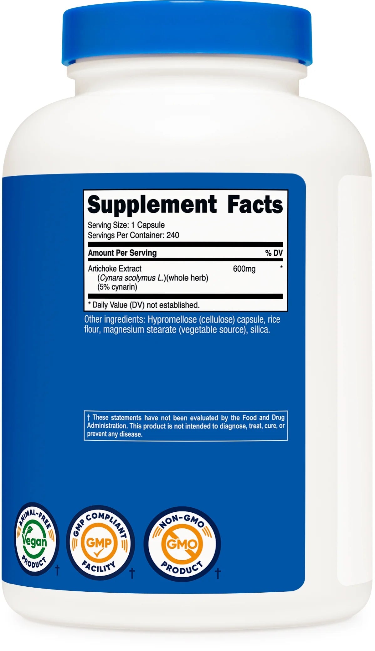 Artichoke Extract 600Mg, 240 Vegetarian Capsules - Non-Gmo Supplement