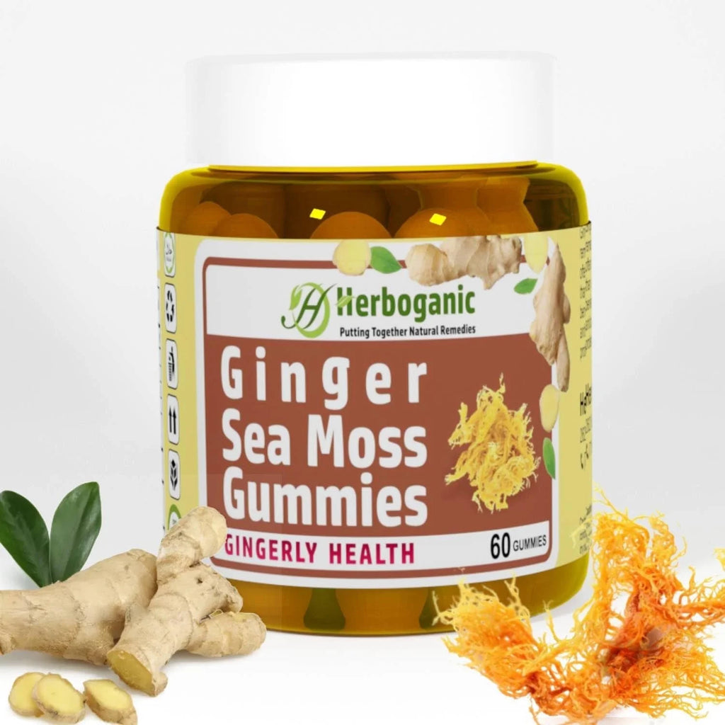 Ginger Sea Moss Gummies - Immune & Digestive Support, Gluten-Free & Vegan - 60 Count