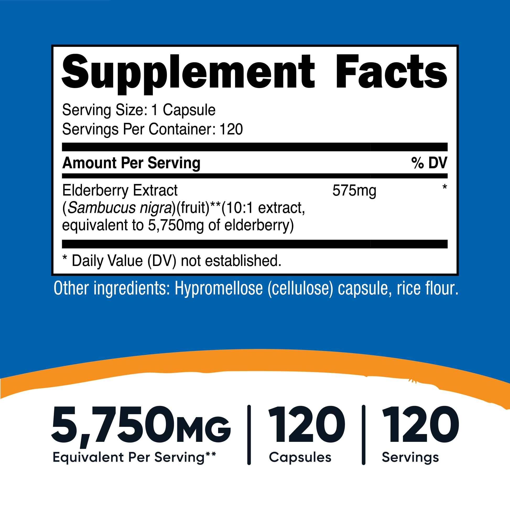 Black Elderberry Vegetarian Capsules 575Mg (120 Capsules) - Gluten Free and Non-Gmo Supplement