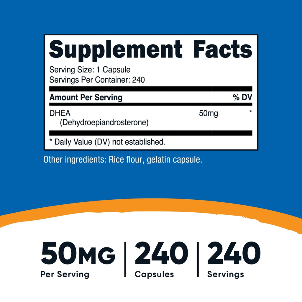 DHEA 50Mg, 240 Capsules - Gluten Free, Soy Free, Non-Gmo, Supplement