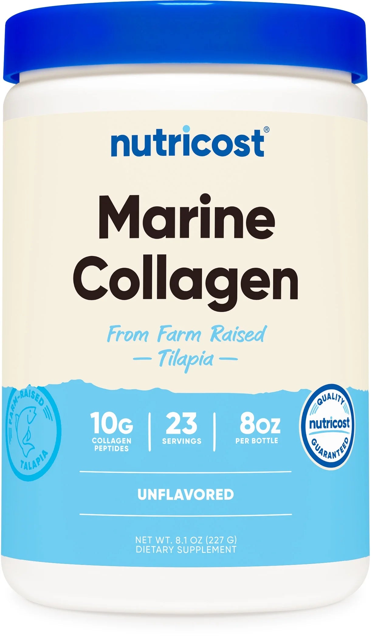 Marine Collagen Powder Farm Raised Fish (Unflavored) (8 Oz) - 23 Servings, 9 G Protein per Serving, Non-Gmo, GMP Compliant