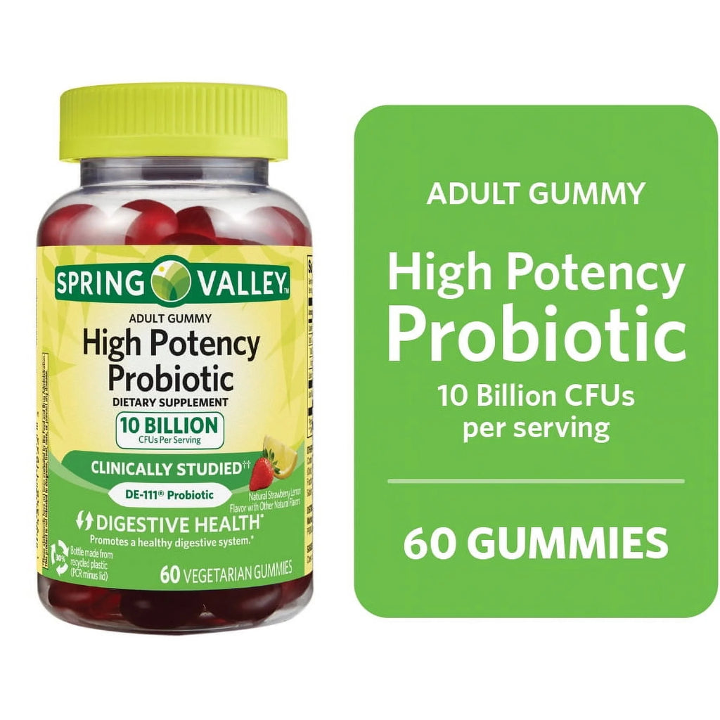 High Potency Probiotic Vegetarian Gummies, Strawberry Lemonade, 10B CFU, 60 Count