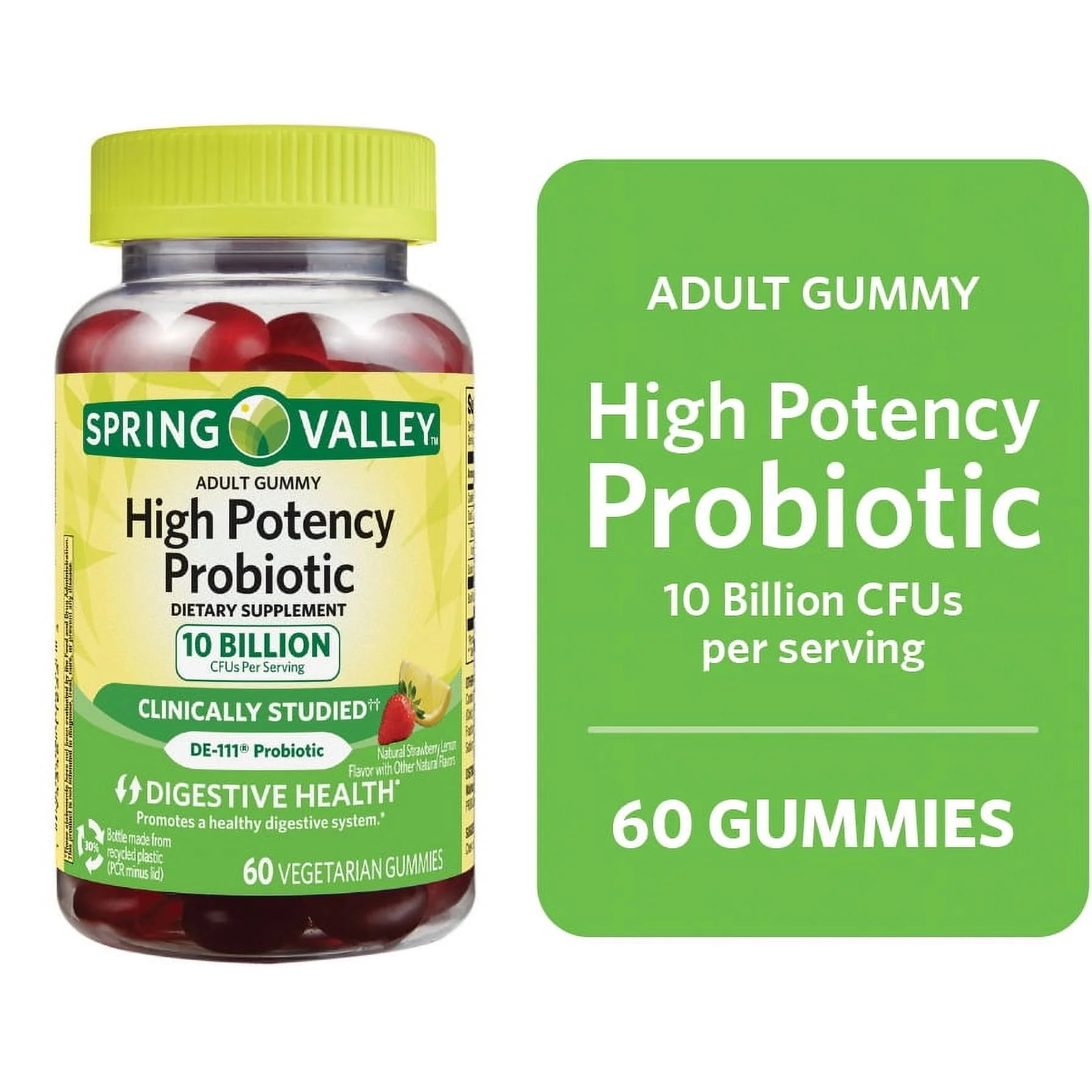 High Potency Probiotic Vegetarian Gummies, Strawberry Lemonade, 10B CFU, 60 Count