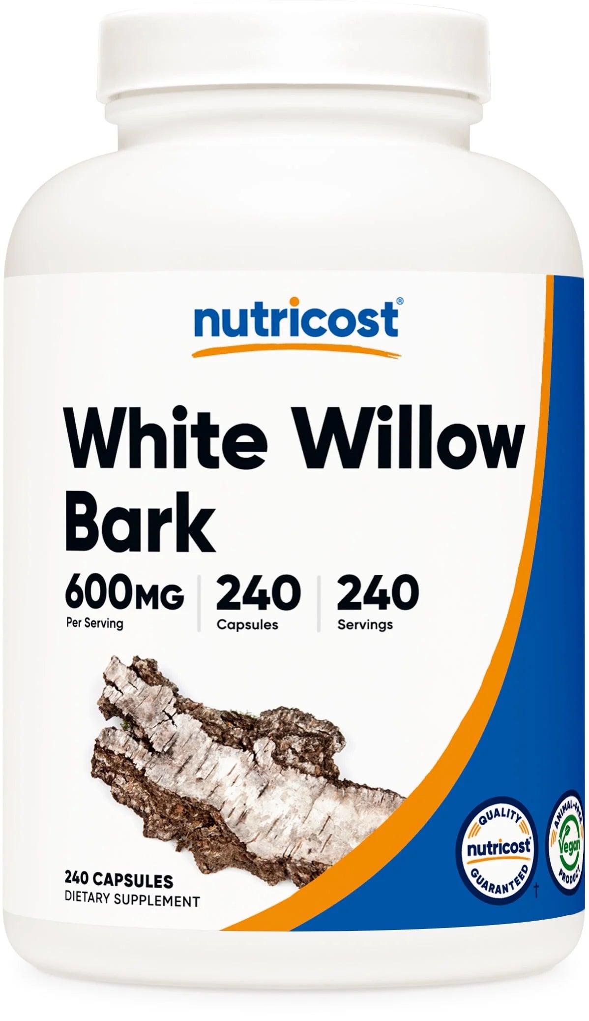 White Willow Bark 600Mg, 240 Capsules - Non-Gmo, Gluten Free, Supplement