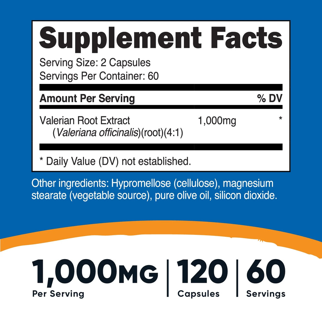 Valerian Root Capsules (4000Mg) 120 Capsules - Gluten Free Supplement