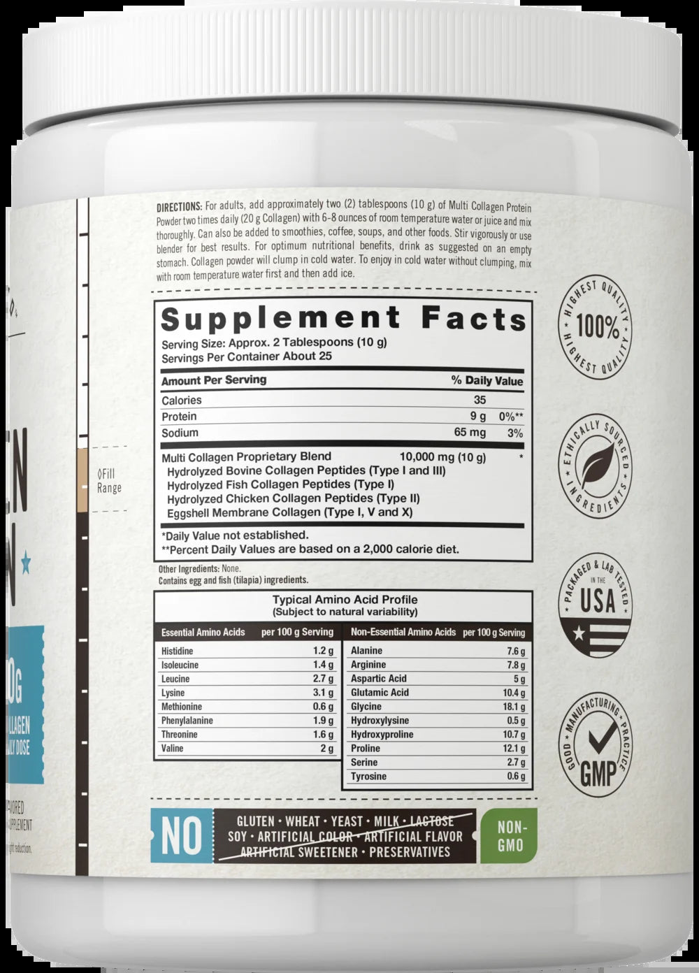 Multi Collagen Protein Powder | 9Oz | Unflavored | Types I, II, III, V, X | by Herbage Farmstead
