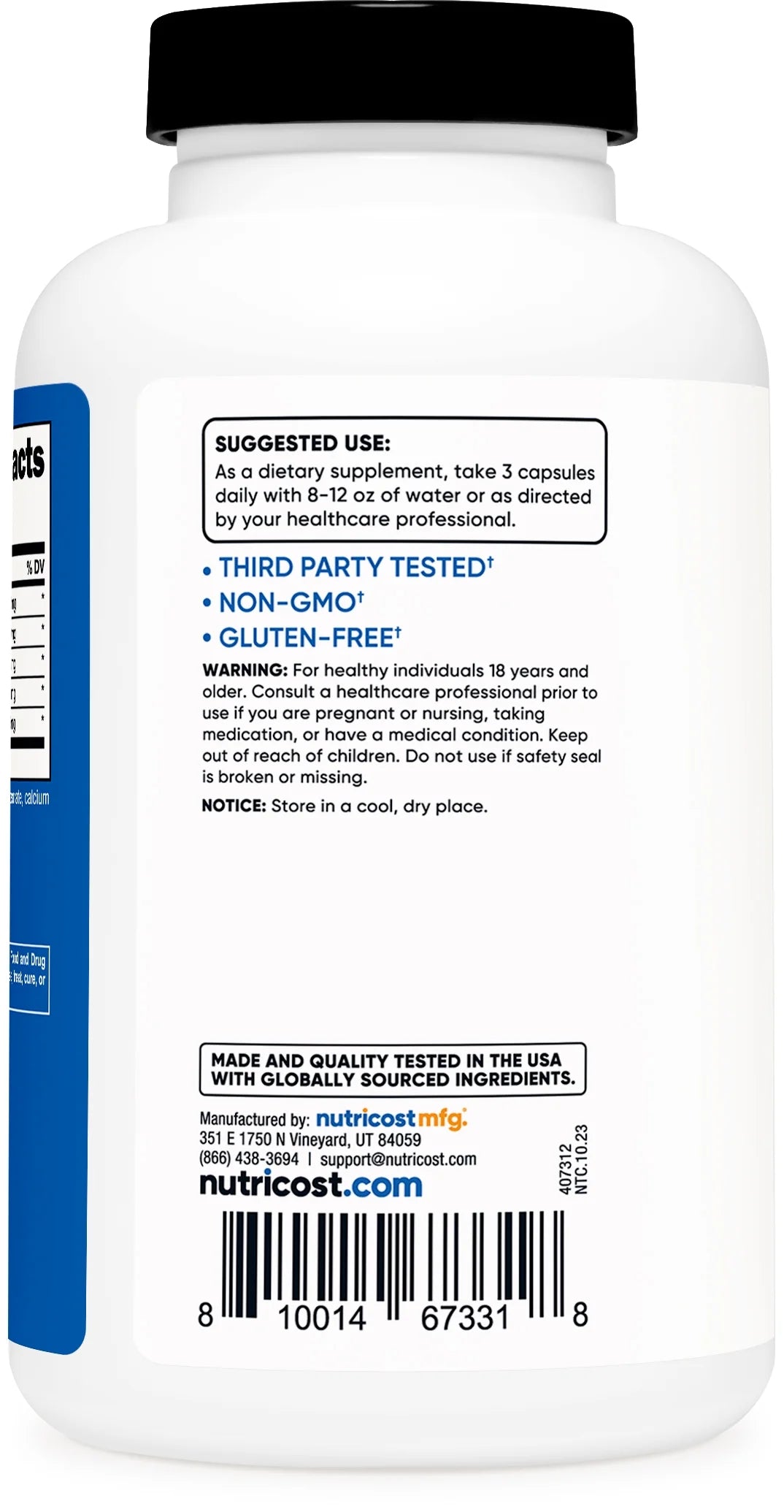 Nitric Oxide Booster Capsules 750Mg, 180 Capsules, Supplement