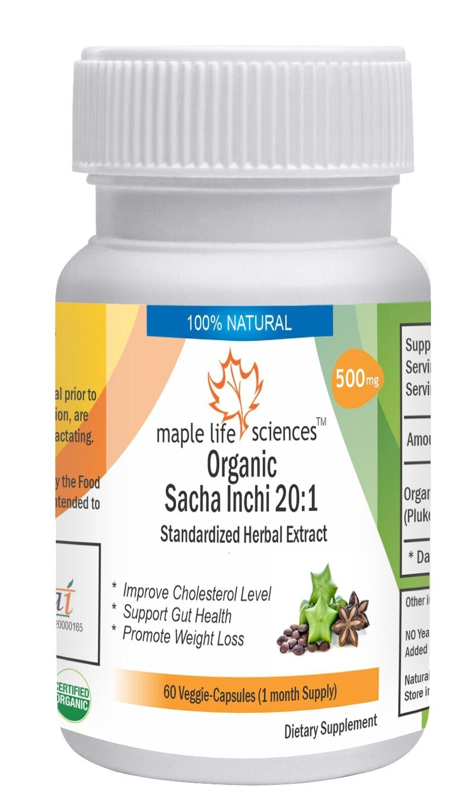 ORGANIC Sacha Inchi 20:1 Extract Capsules Plukenetia Volubilis L.