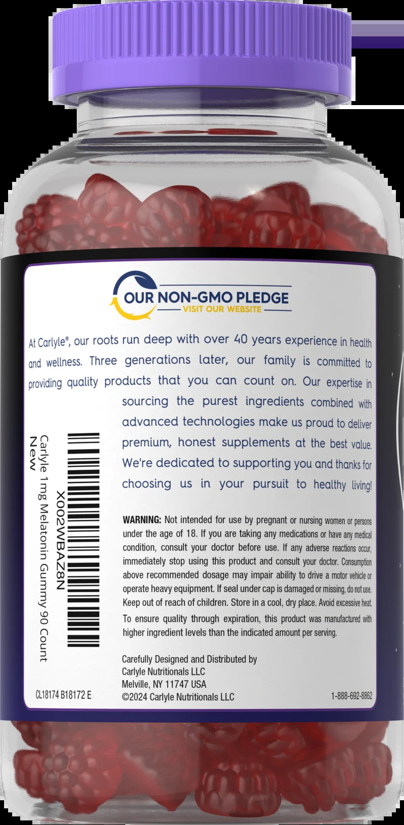 Melatonin 1Mg | 90 Vegan Gummies for Men and Women | Fruit Flavor | by