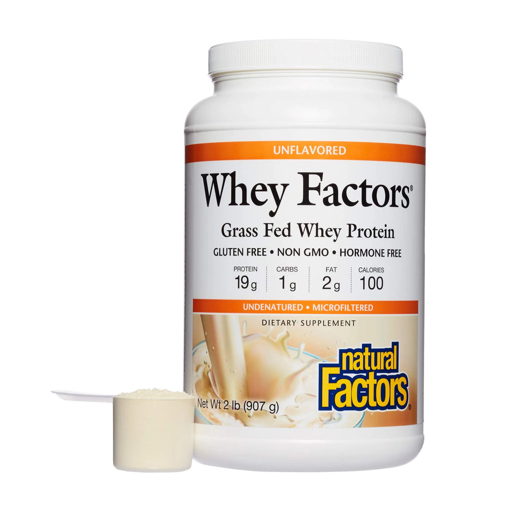 Whey Factors, Grass Fed Whey Protein Concentrate, Aids Muscle Development and Immune Health, Unflavored, 2 Lb