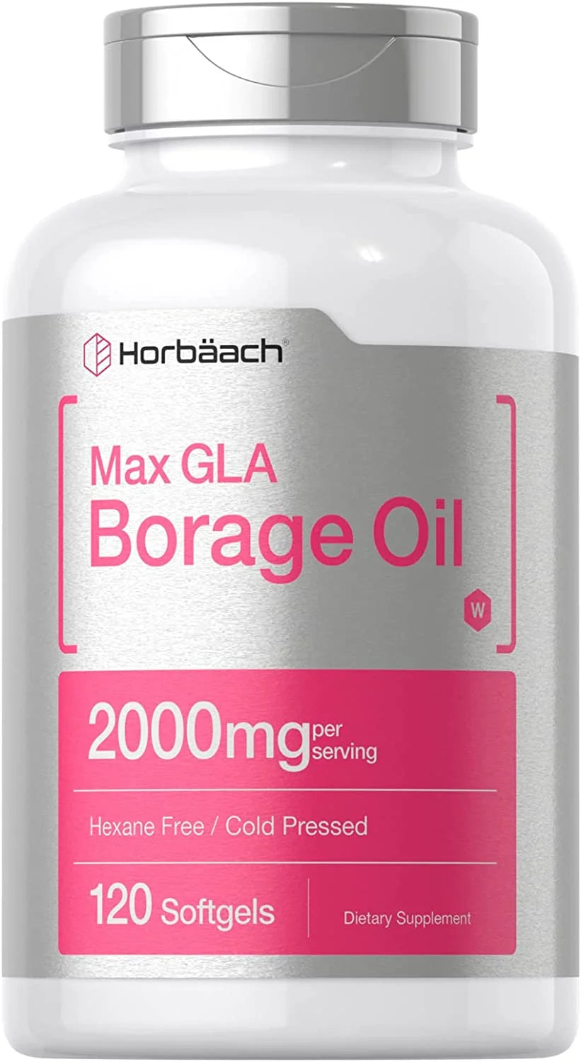 Borage Oil Capsules 2000 Mg | 120 Softgels | 380Mg of GLA | by