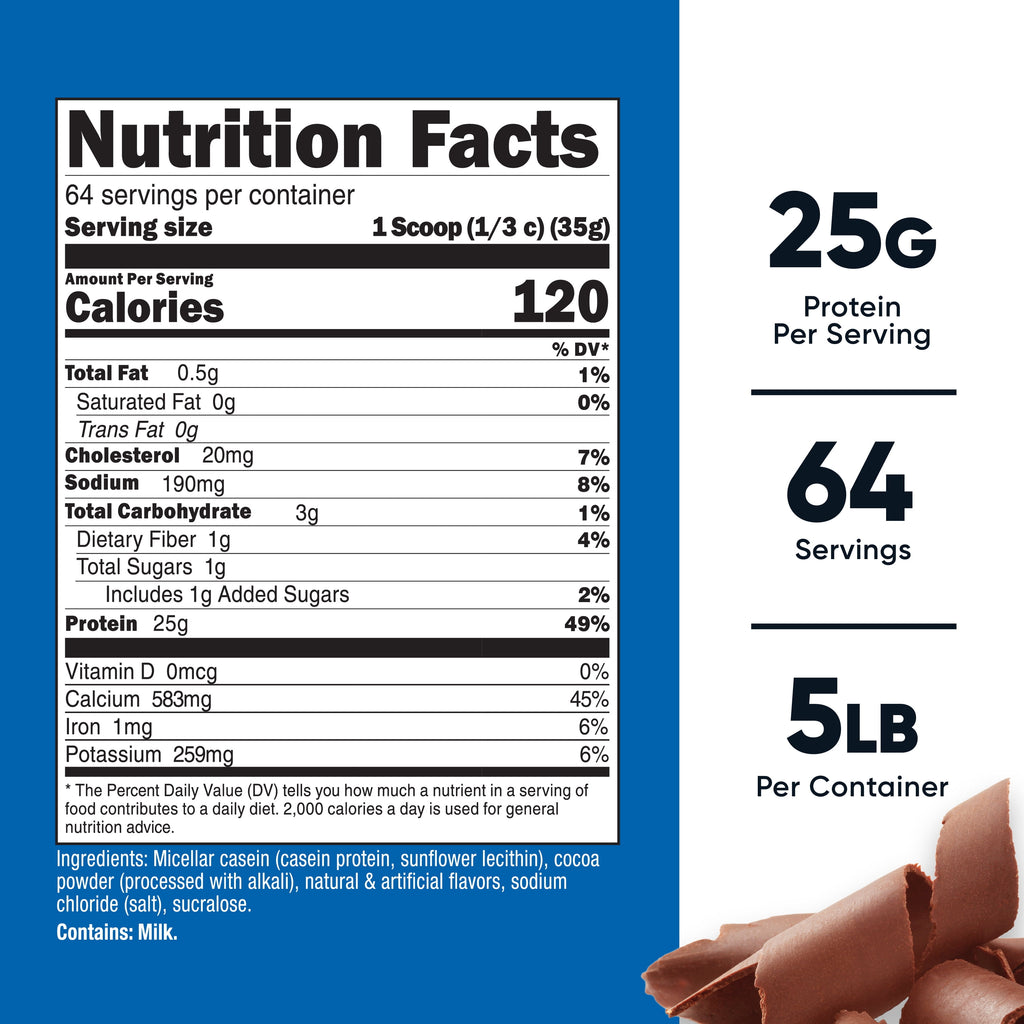 Casein Protein Powder 5Lb Chocolate - 100% Micellar Casein