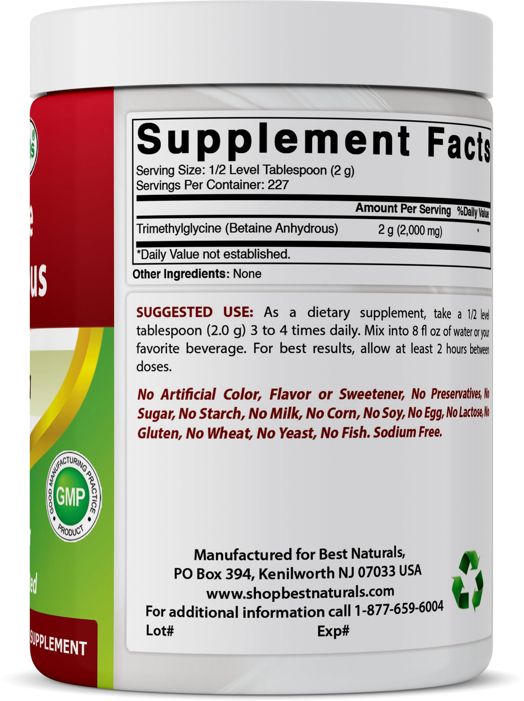 2 Pack  Betaine Anhydrous TMG 1 Lb Powder | Muscle Growth Supplement