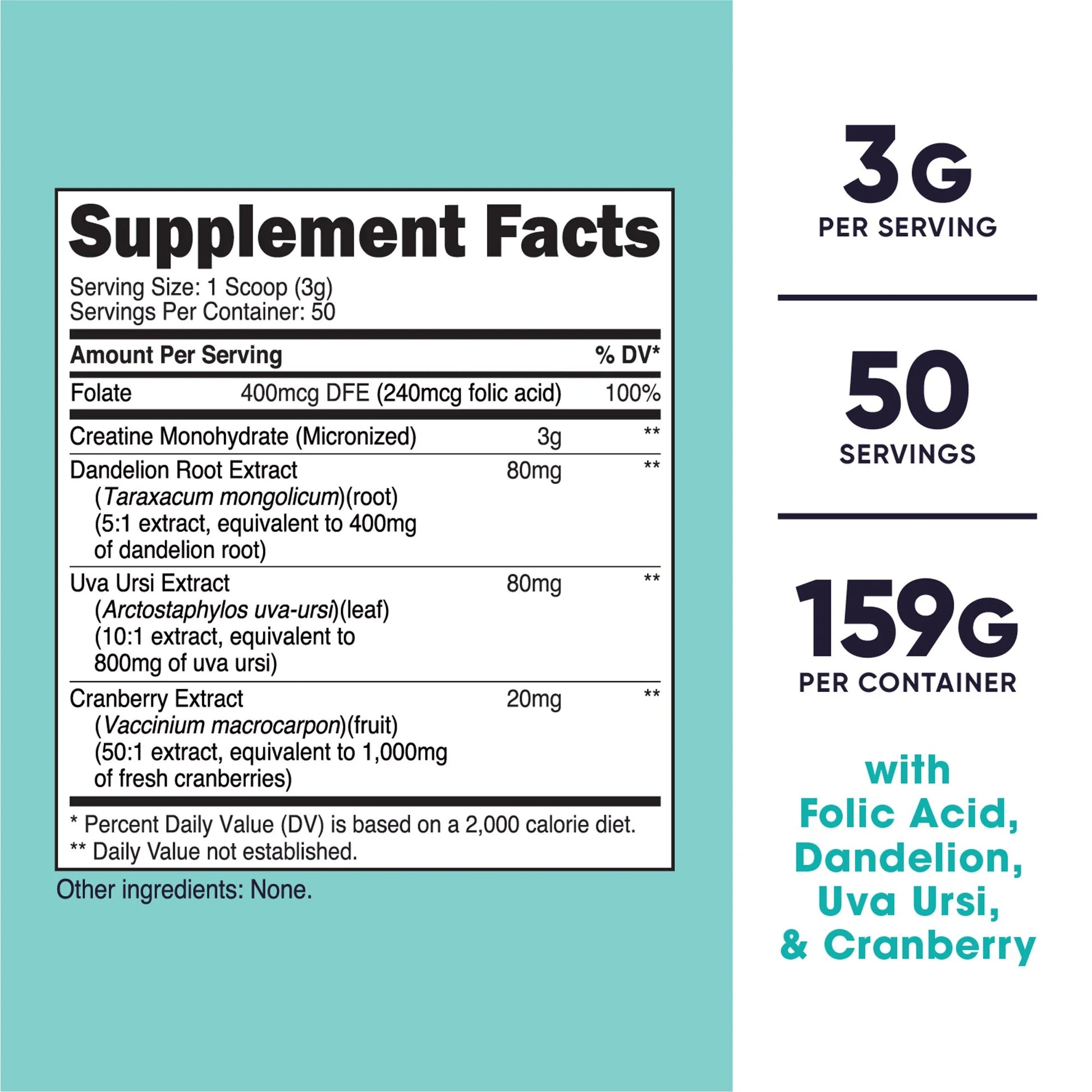 Creatine Monohydrate Powder for Women Unflavored Supplement, 50 Servings