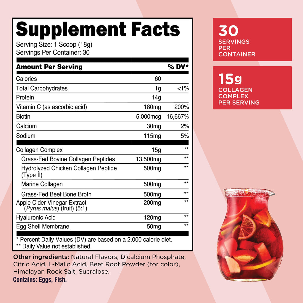 Beauty Collagen (30 Servings) Fruit Punch - Hair, Skin, & Nails Formula
