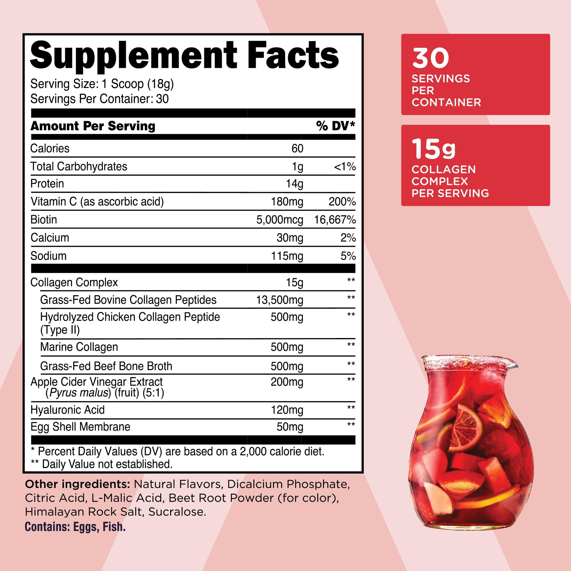 Beauty Collagen (30 Servings) Fruit Punch - Hair, Skin, & Nails Formula