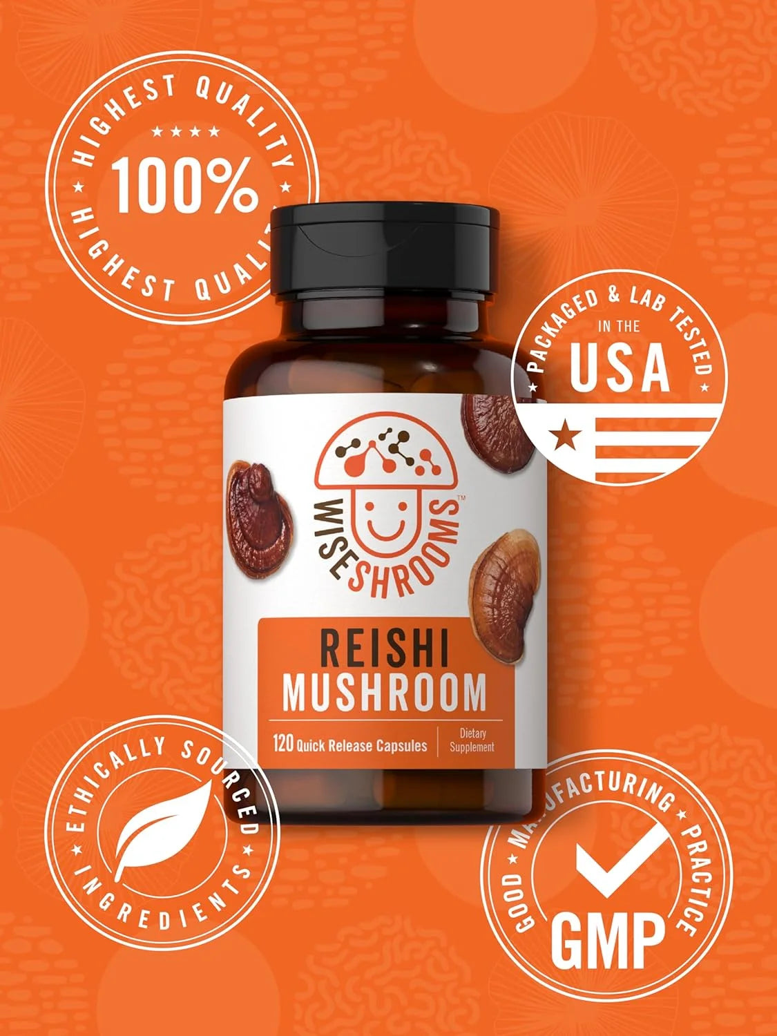 Reishi Mushroom Capsules 5000 Mg | 120 Count | Non-Gmo and Gluten Free Extract Supplement | Wiseshroom by