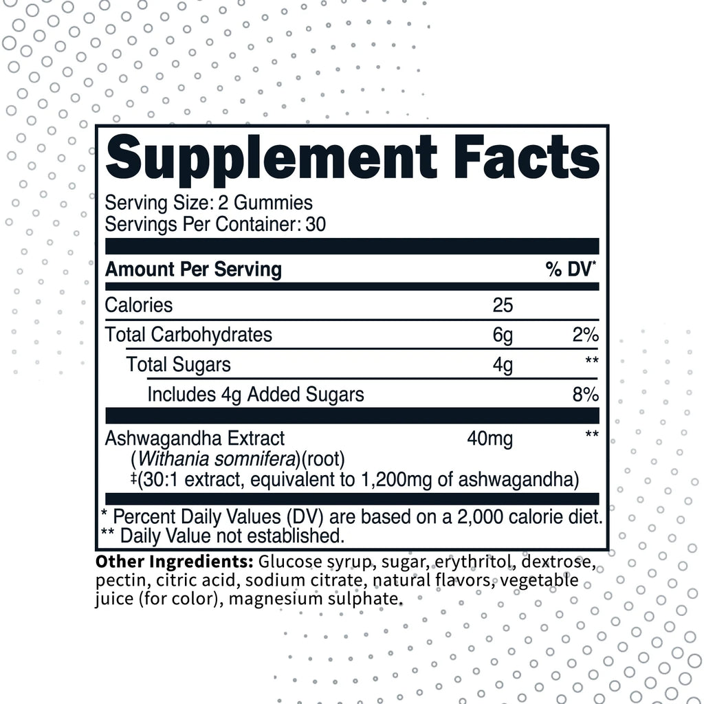 Ashwagandha Gummies (60 Count) - 1200Mg Equivalent per Serving - Gluten-Free, Non-Gmo