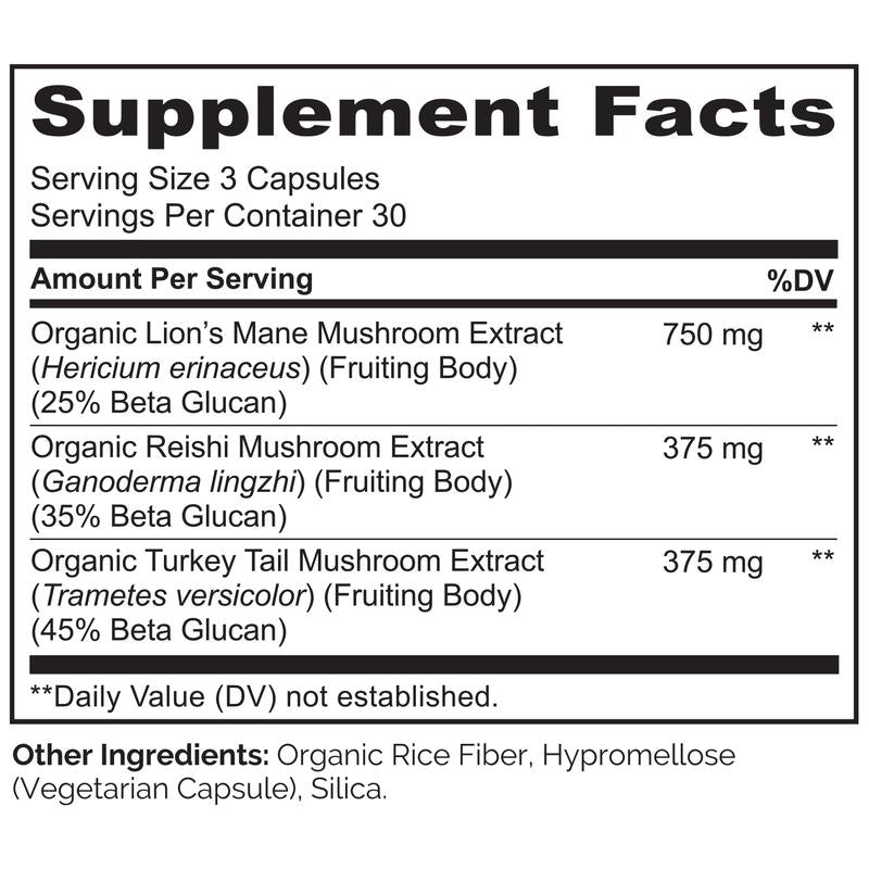 Mushroom Supplement with Lion'S Mane, Turkey Tail and Reishi Healthcare Dietary