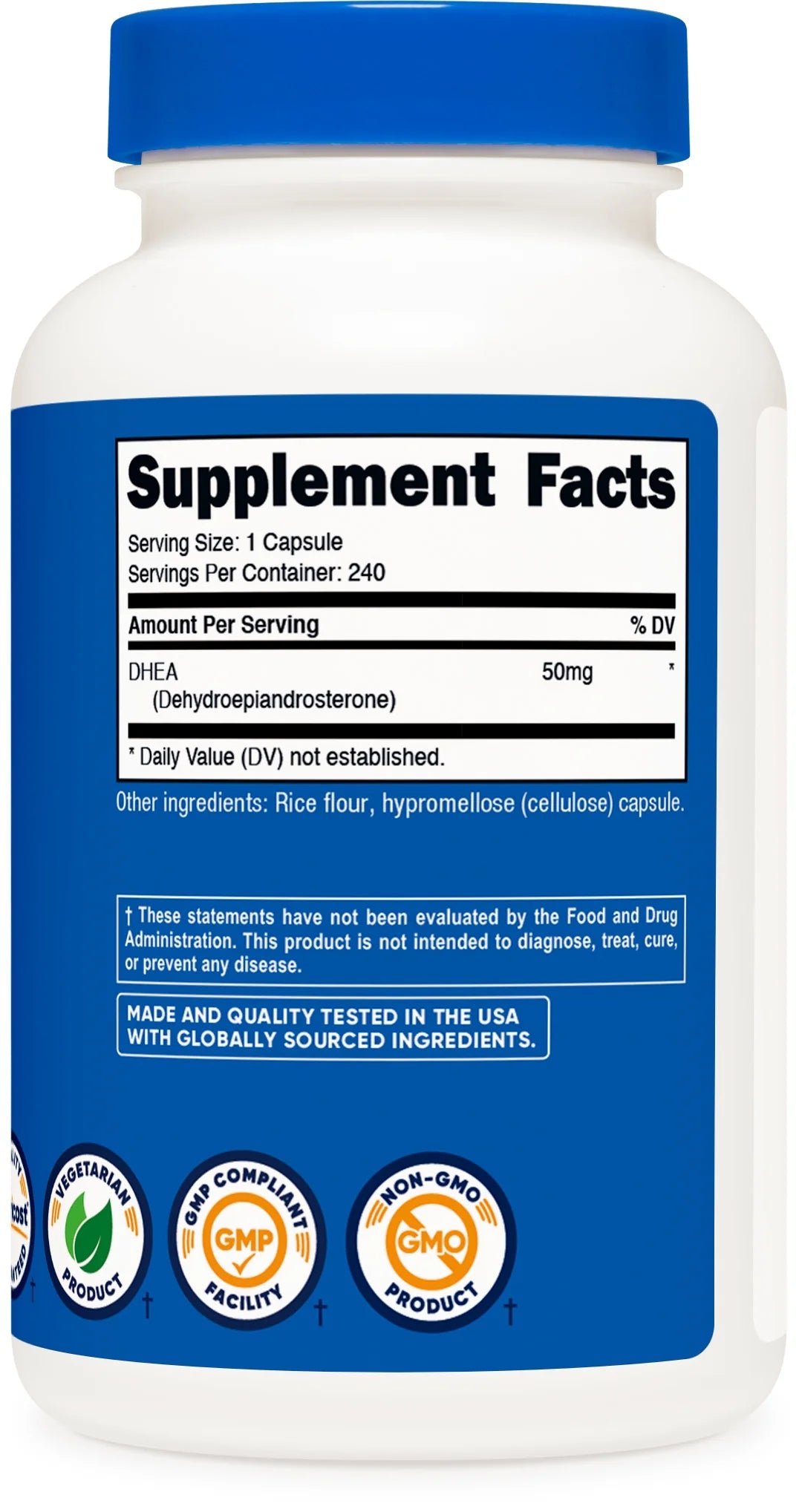 DHEA 50Mg, 240 Capsules - Gluten Free, Soy Free, Non-Gmo, Supplement