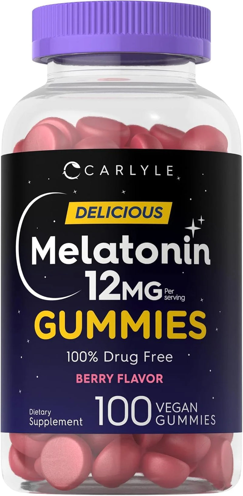 Melatonin 12Mg | 100 Vegan Gummies | Berry Flavor | for Men and Women | by