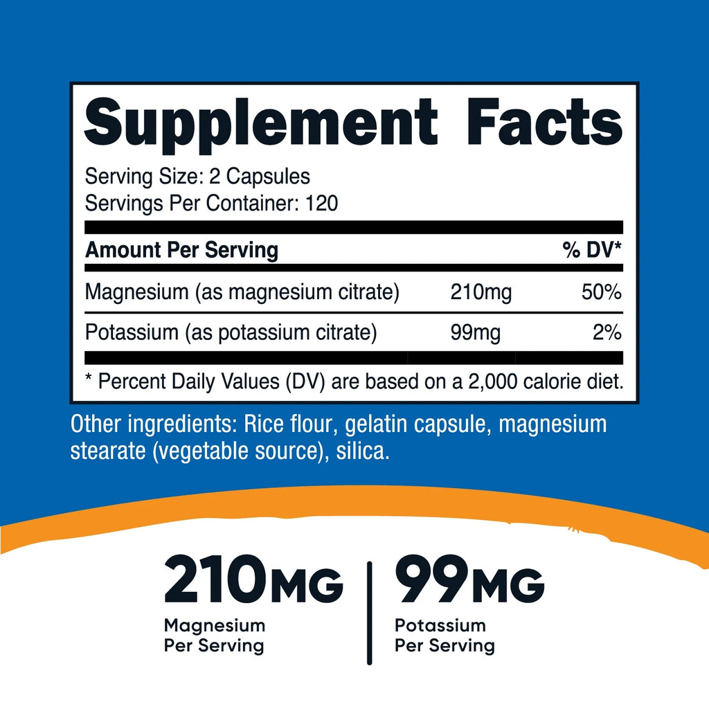 Potassium (99 Mg) Magnesium (210 Mg) Citrates, 240 Capsules - Supplement
