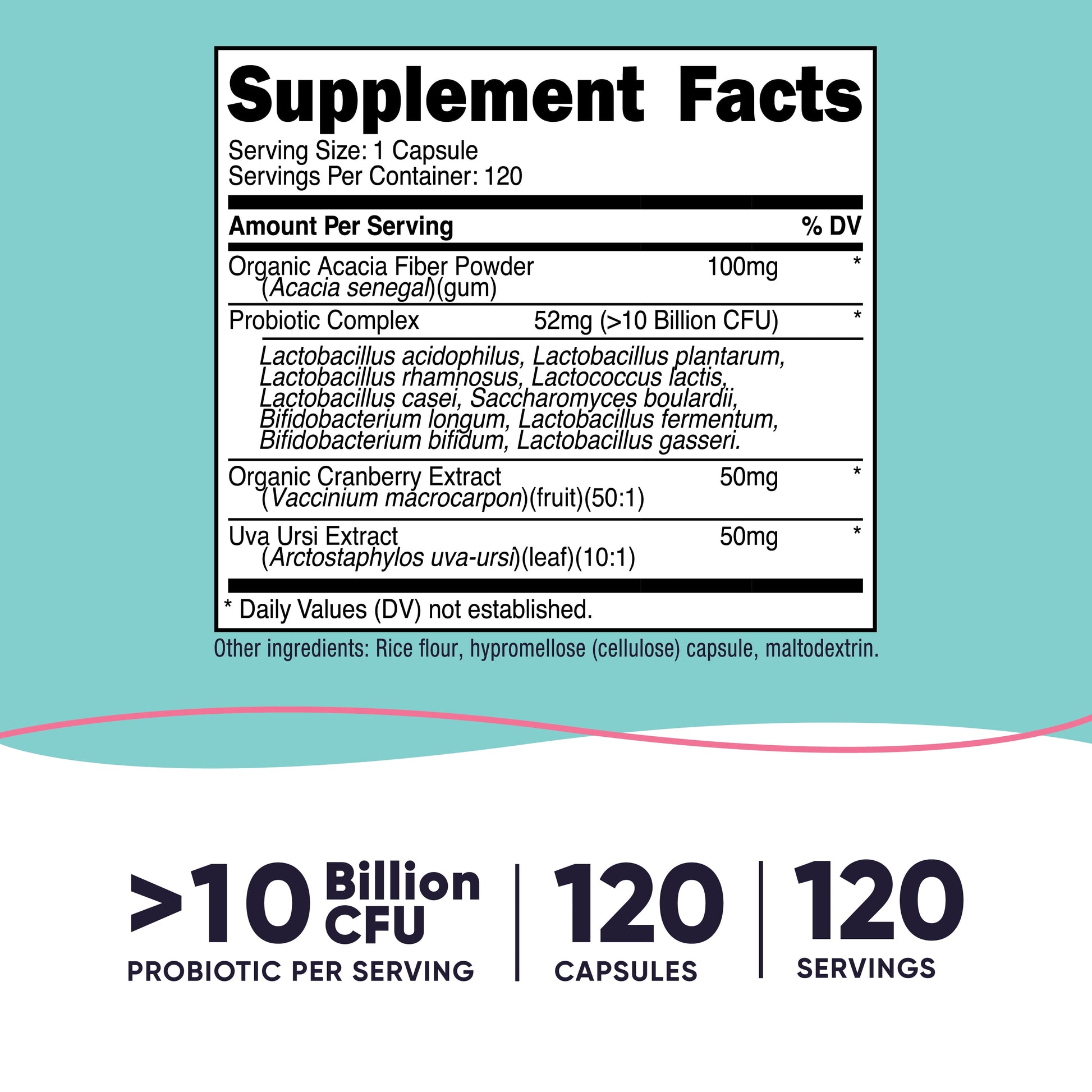 Probiotic for Women 10 Billion CFU, 120 Capsules - Complex with Acacia Fiber, Uva Ursi & Cranberry Extract, Non-Gmo & Gluten Free