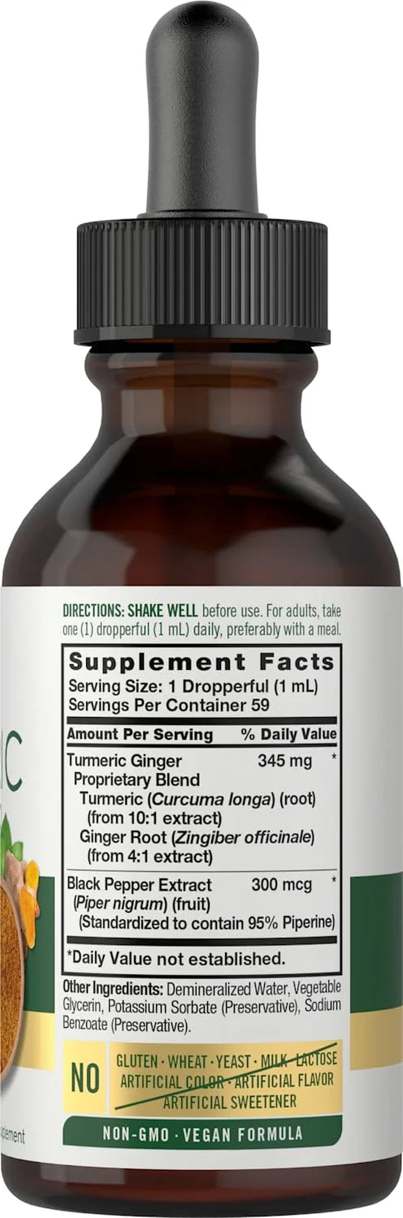 Liquid Turmeric and Ginger Supplement for Men and Women | 2 Fl Oz | with Black Pepper | by