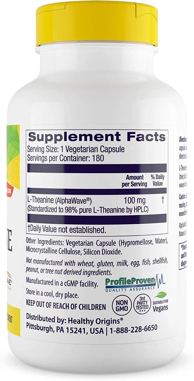 L-Theanine 100 Mg Vegetarian Capsules, 180 Ct