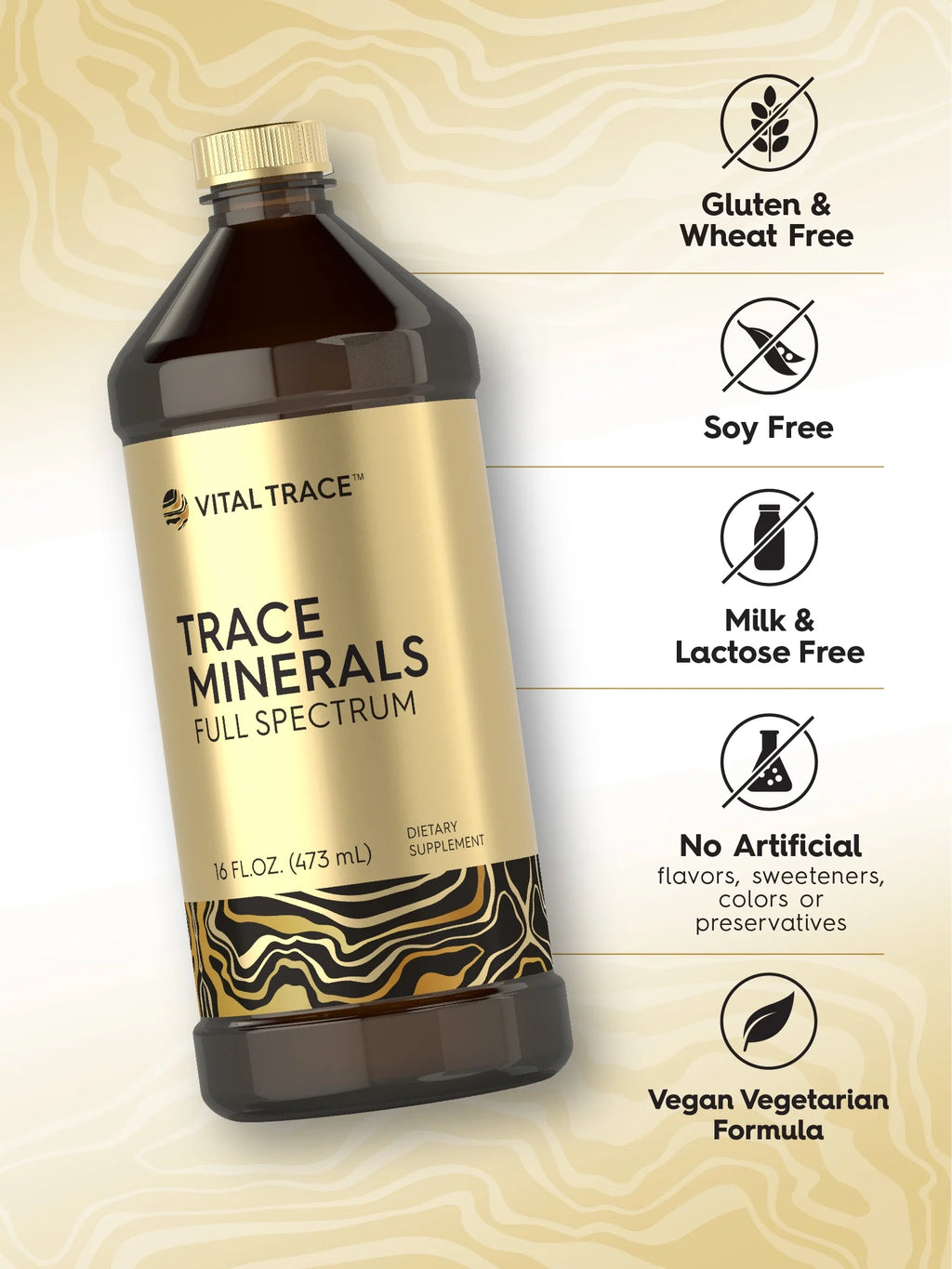 Trace Mineral Drops | 16 Fl Oz | Full Spectrum Minerals Supplement | by Vital Trace