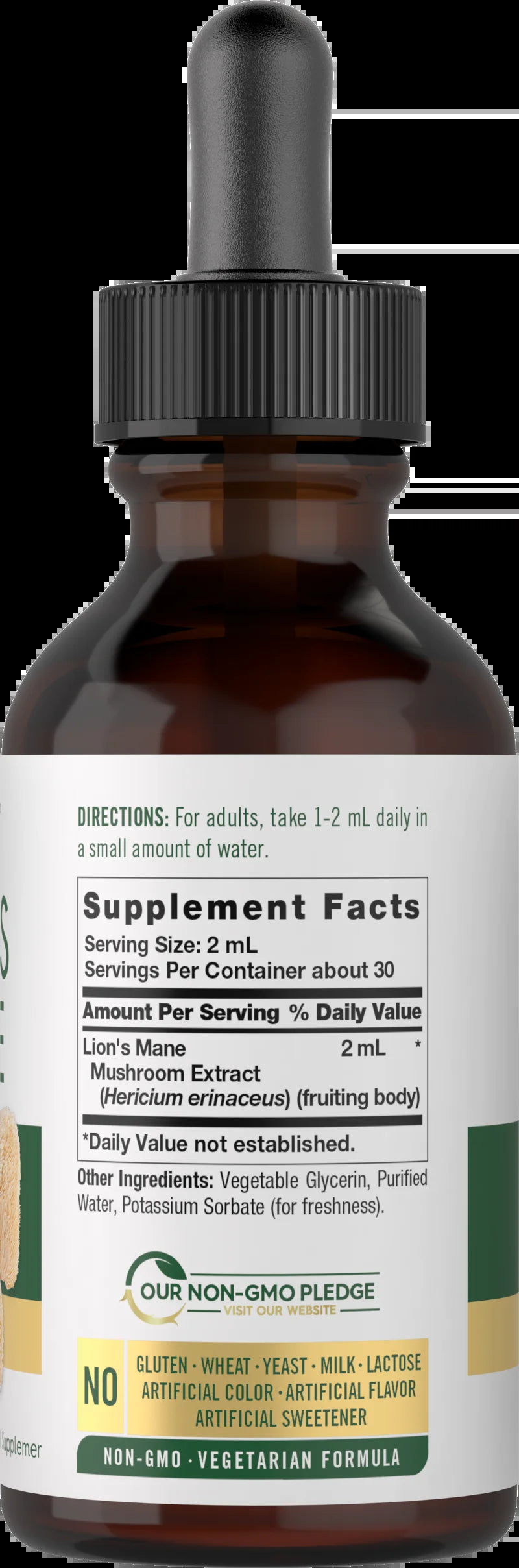 Lions Mane Mushroom Supplement | 2 Fl Oz | Vegetarian | Non-Gmo, Gluten Free | by