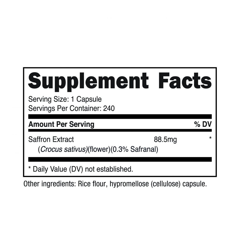 Saffron Extract 88.5Mg, 240 Capsules - Veggie Caps, Non-Gmo Supplement