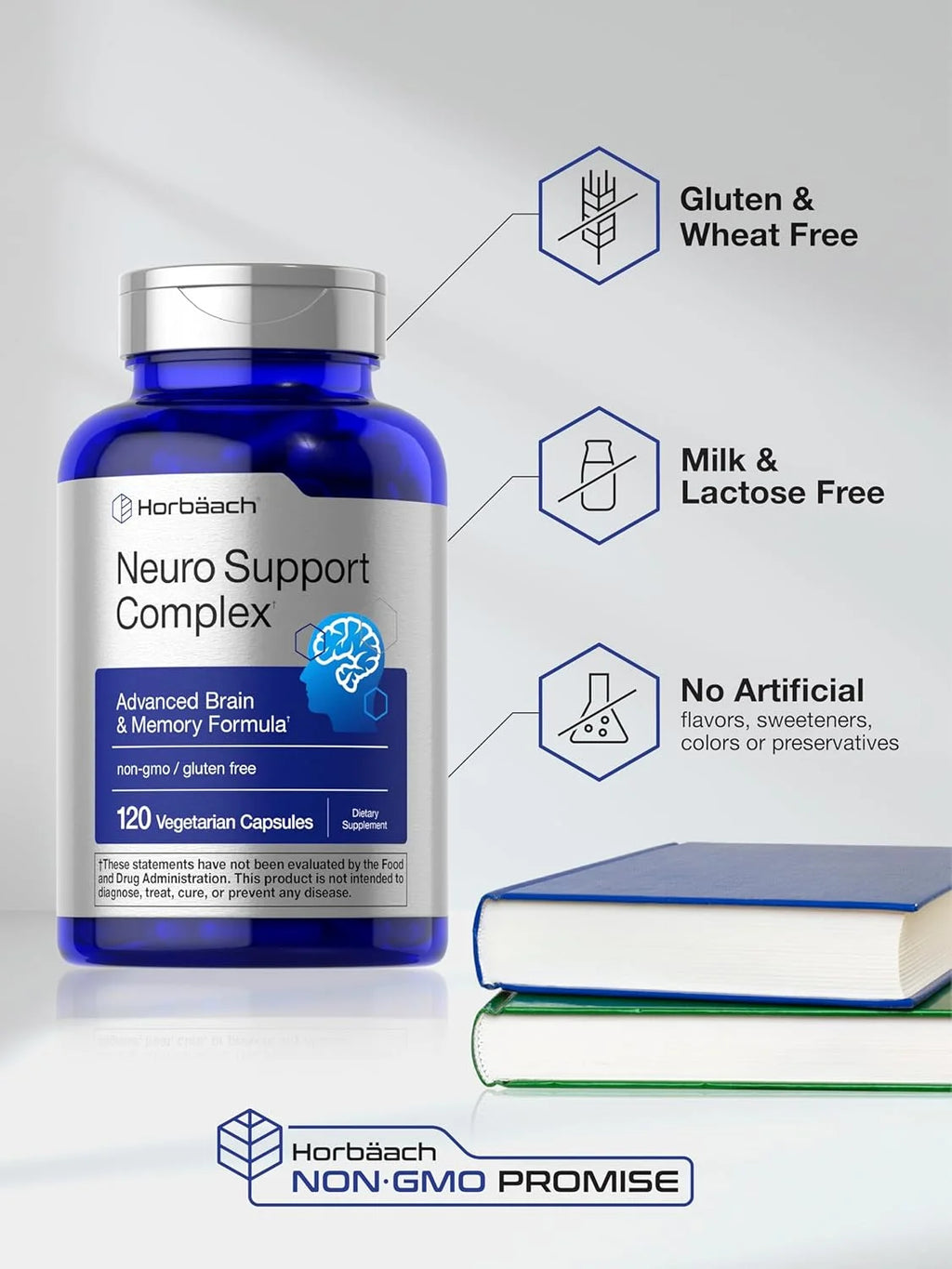 Brain Support Supplement | 120 Capsules | Vegetarian Formula for Men and Women | by