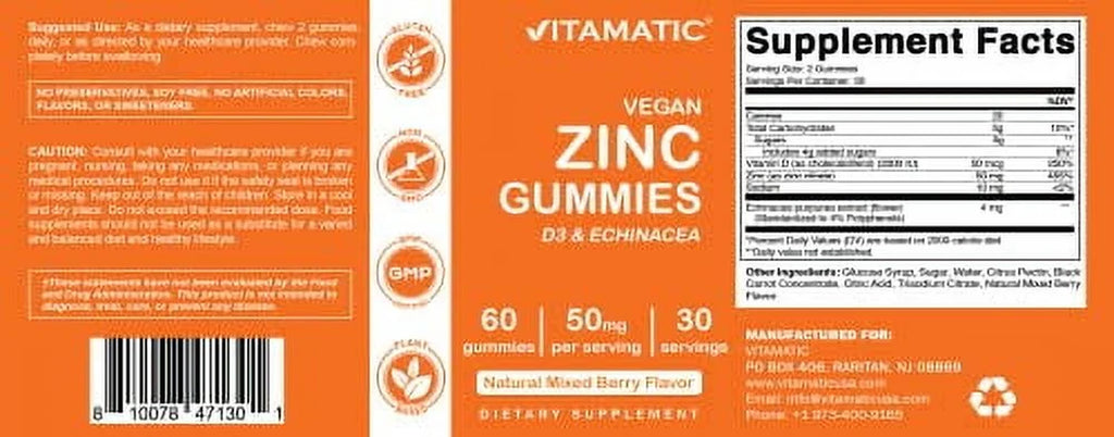 Zinc 50Mg Gummies - 60 Vegan Gummies