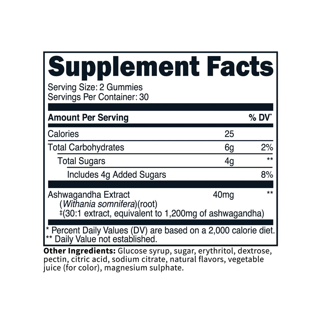 Ashwagandha Gummies (60 Count) - 1200Mg Equivalent per Serving - Gluten-Free, Non-Gmo