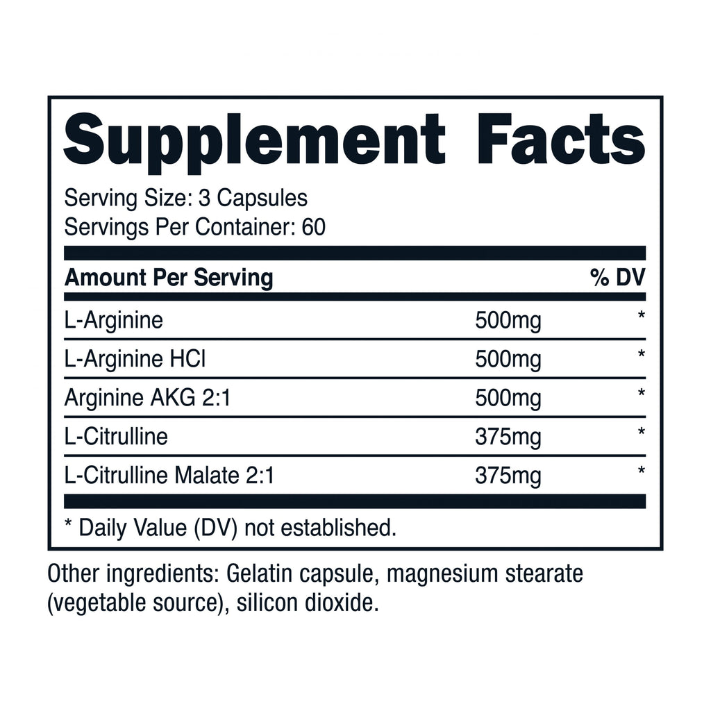 Nitric Oxide Booster Capsules 750Mg, 180 Capsules, Supplement