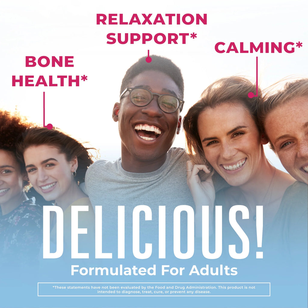 Adult Magnesium Calm Gummies for Bone and Joint Health, Mineral Supplements, Hibiscus, 30 Count