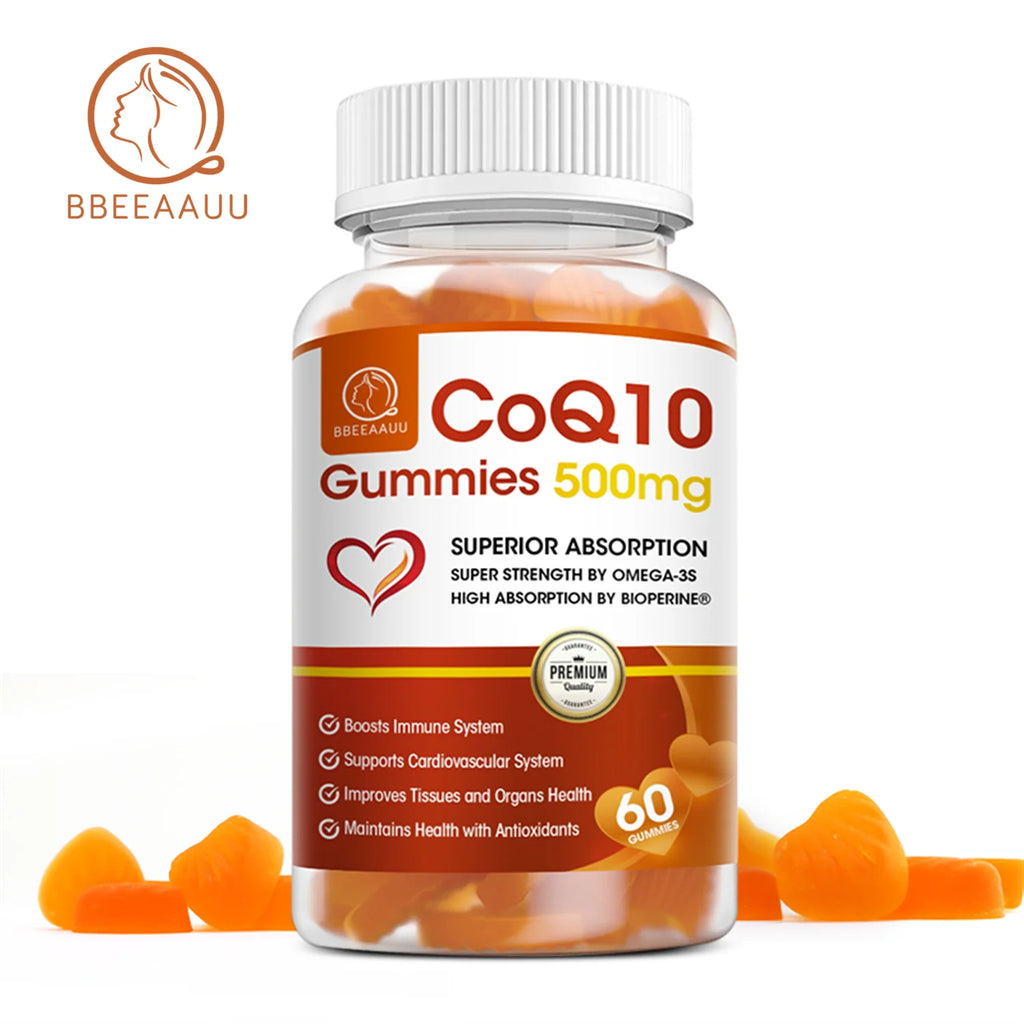 COQ10 Gummies Supplement, Ultra High Absorption Coq10 500Mg, Support Heart Health, Gluten Free (60 Veg Gummies)