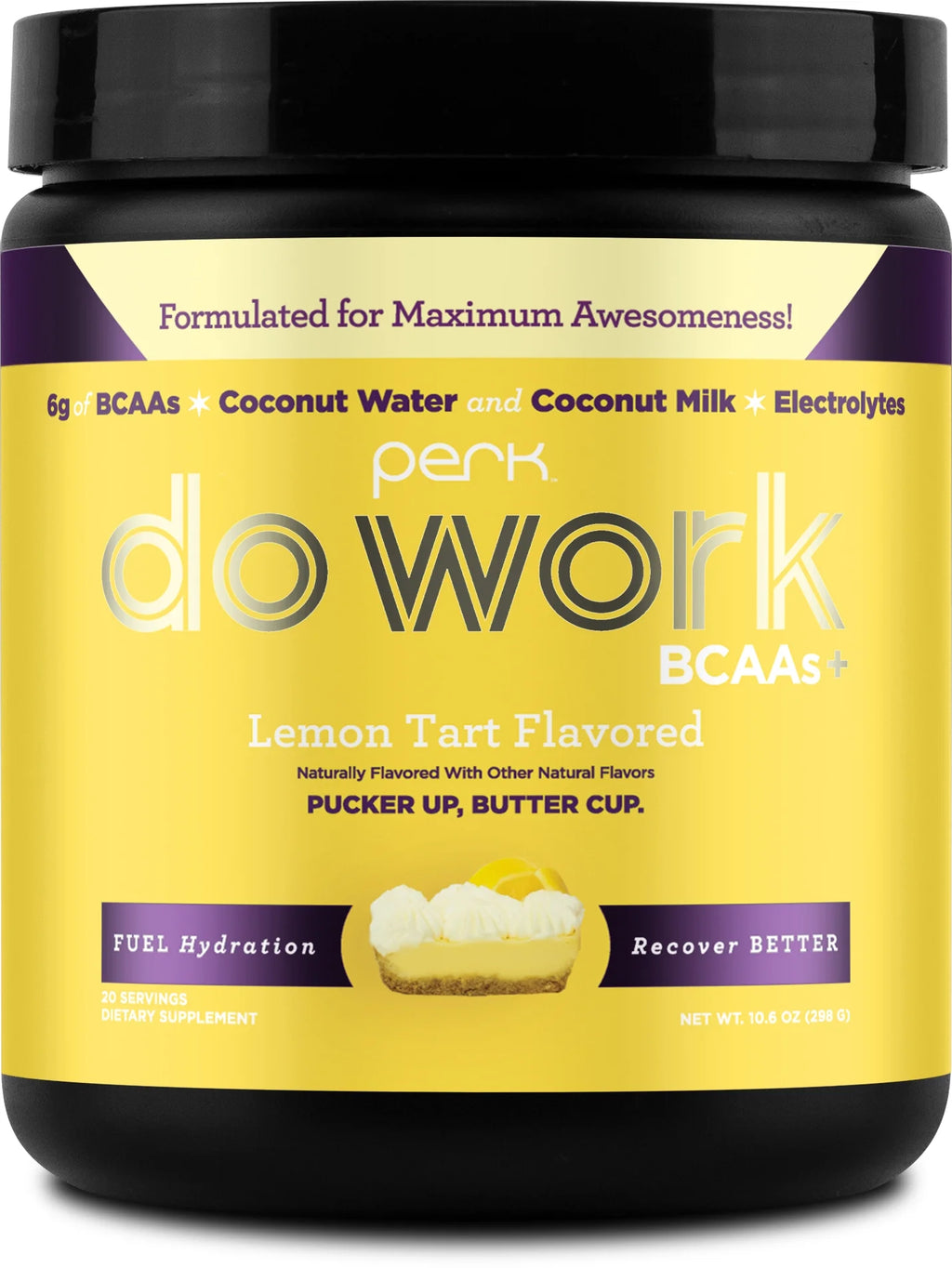 Do Work Bcaas + Hydration Electrolytes Powder (Lemon Tart Flavored, 20 Servings) - with Coconut Water and Coconut Milk